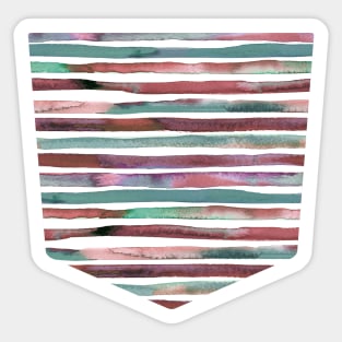 Pocket - WATERCOLOR STRIPES RED AND GREEN Sticker